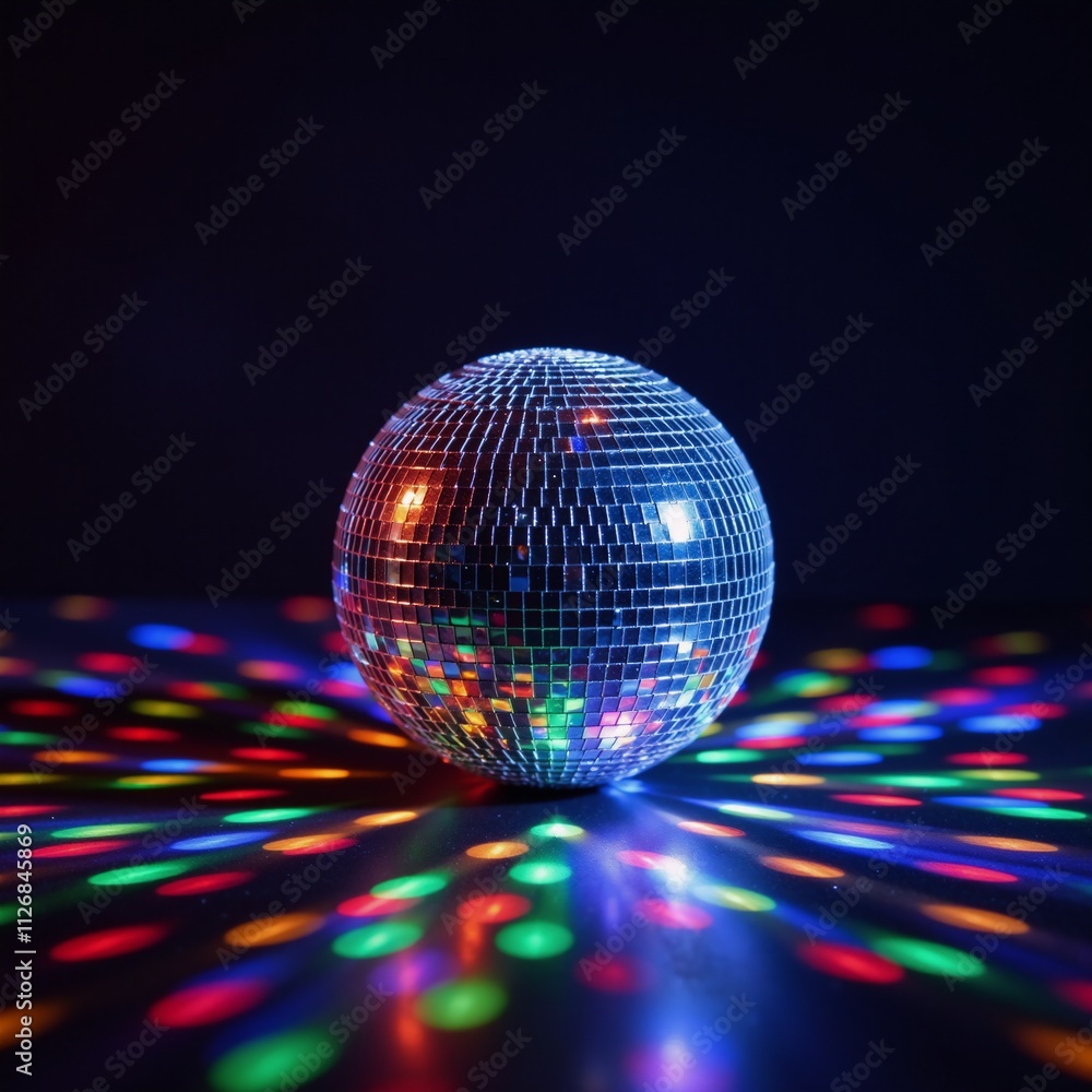 Obraz premium A spinning disco ball illuminated by shimmering disco lights