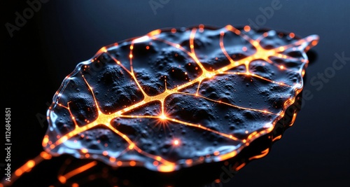 Solar energy innovation featuring illuminated leaf on dark background