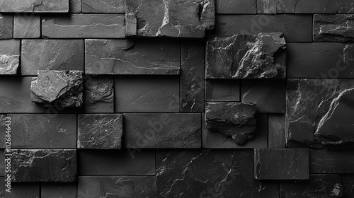 black anthracite gray stone texture with rugged concrete patterns, emphasizing raw beauty and strength. The textured surface symbolizes resilience, stability, and timelessness photo