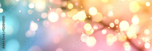 Abstract soft focus bokeh effect, with blurred, glowing orbs of light in soft pastel colors. 