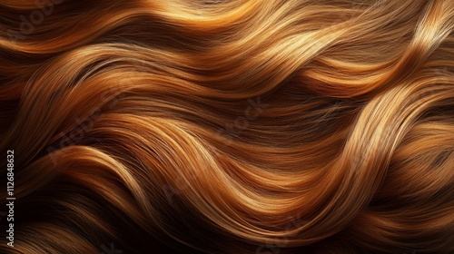 Woman hair close-up as a background. Women's long hair curl. Beautifully styled wavy shiny curls. Hair coloring salon design. Hairdressing procedures, extension.