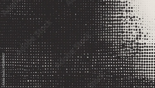 Monochrome printing raster, abstract vector halftone background