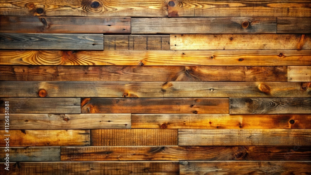 A Rustic Wooden Plank Wall with Warm Tones and a Weathered Texture A Rustic Wooden Plank Wall with Warm Tones and a Weathered Texture