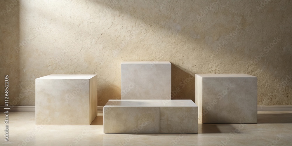 Simple Geometric Platforms Against a Neutral Textured Wall Simple Geometric Platforms Against a Neutral Textured Wall