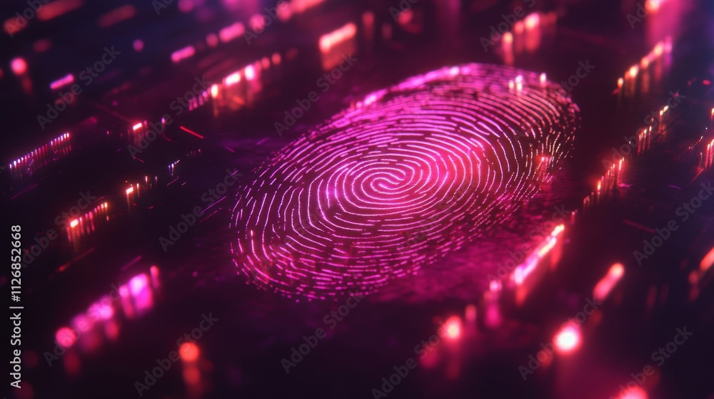 Digital Fingerprint On A Futuristic Circuit Board Digital Fingerprint On A Futuristic Circuit Board