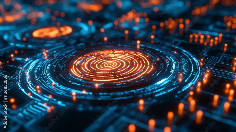 Abstract Digital Network Concentric Circles Glowing Lights Abstract Digital Network Concentric Circles Glowing Lights