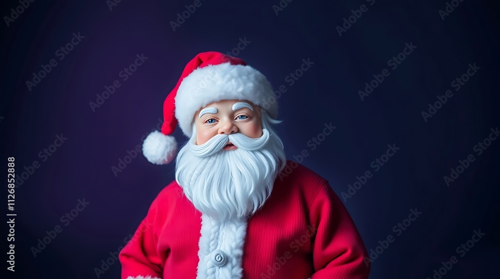 A Joyful Santa Claus Portrait Against a Dark Background: Festive Holiday Cheer