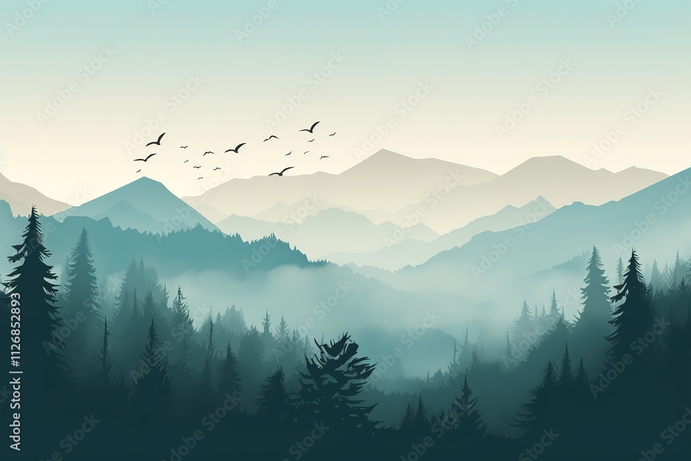 Obraz premium Blue hills with winter tress