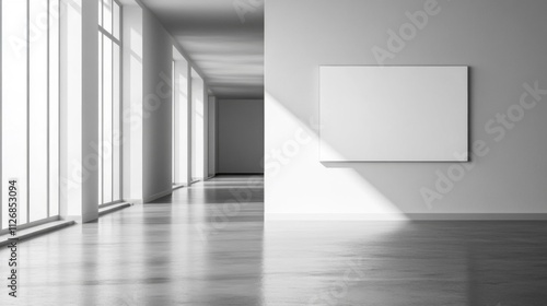 Minimalist Modern Gallery Interior Design With Blank Canvas