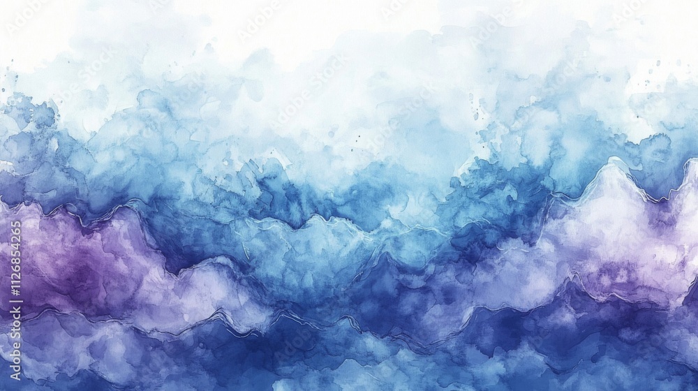 Abstract Watercolor Landscape of Blue and Purple Hues Abstract Watercolor Landscape of Blue and Purple Hues