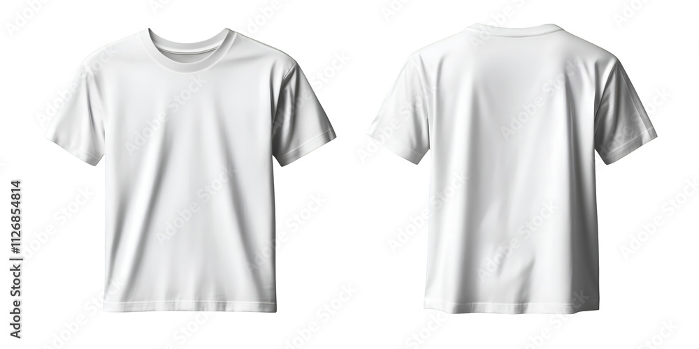 Plain white t-shirt front and back mockup, PNG image, Cutout, Isolated on white background Plain white t-shirt front and back mockup, PNG image, Cutout, Isolated on white background