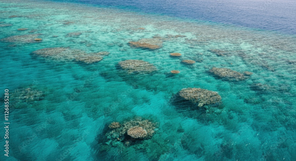 Obraz premium Serene coral reef seascape with crystal clear water