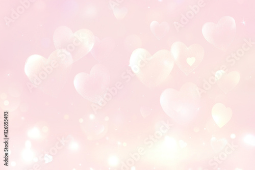 PNG Pink pastel background with hearts and bokeh lights pink sparkling romantic.