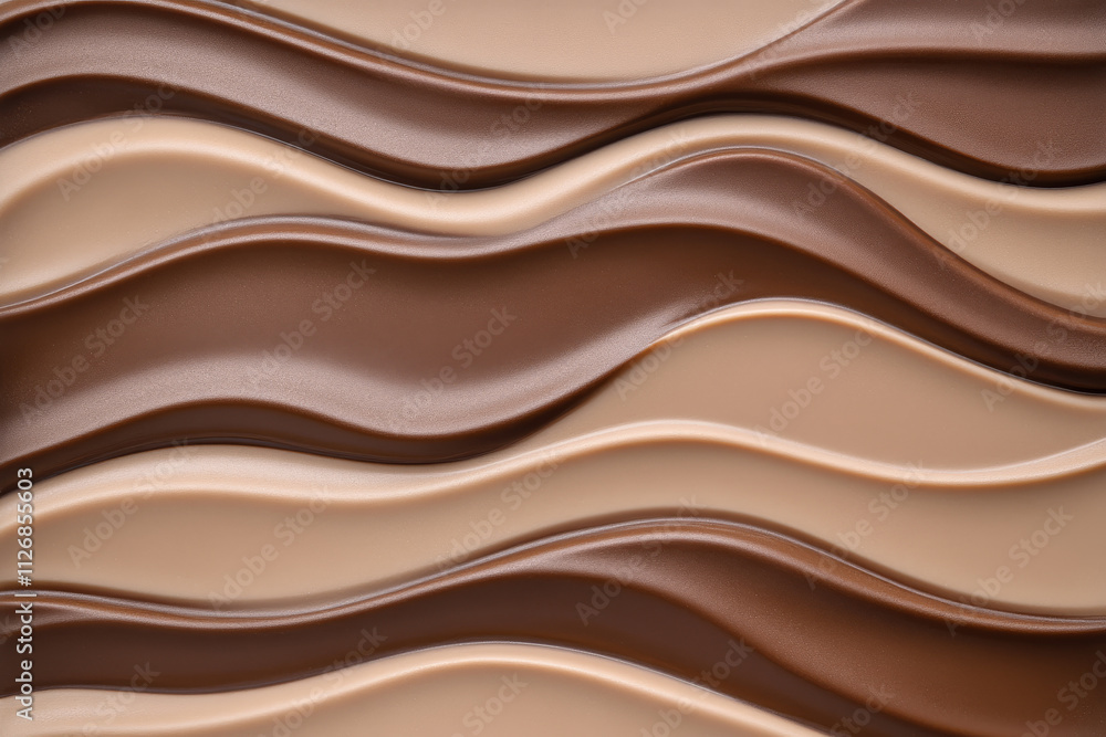 A velvety mocha mousse background with smooth chocolate waves blending into a light beige. A velvety mocha mousse background with smooth chocolate waves blending into a light beige.