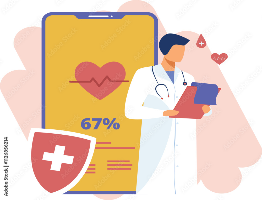 Doctor Healthcare App : Vector illustration, which can easily modify or edit Doctor Healthcare App : Vector illustration, which can easily modify or edit