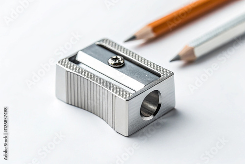 Photo of one pencil-sharpener on a over white background