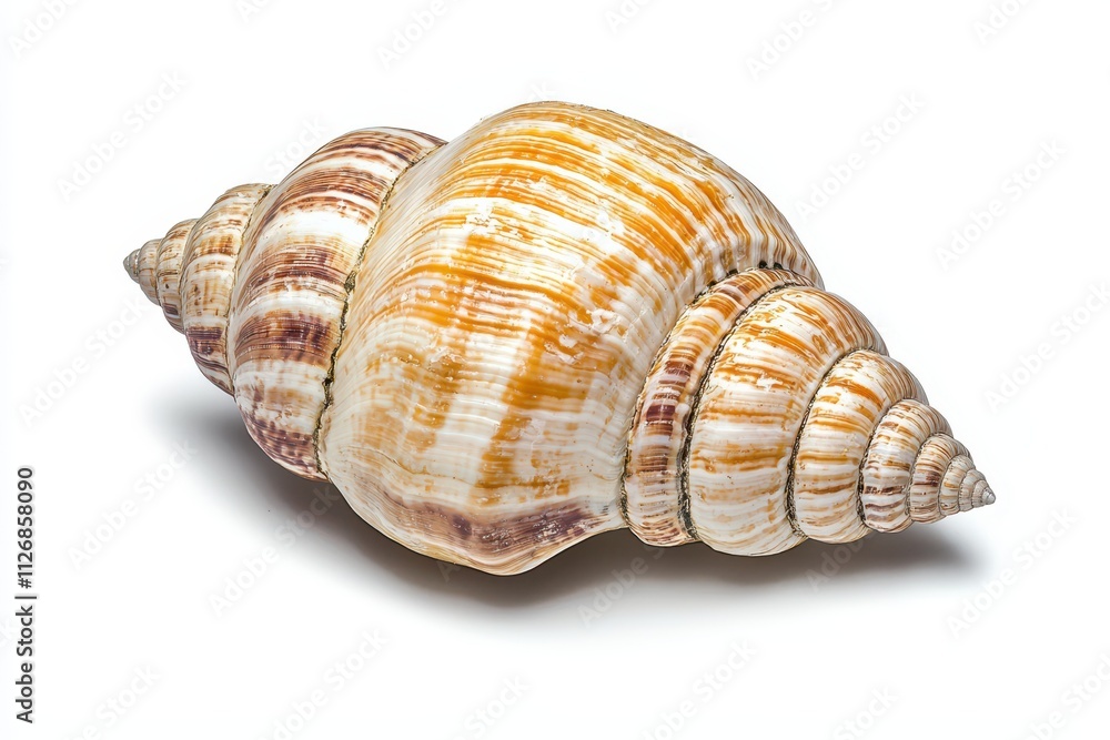 A beautifully patterned seashell with a smooth surface, showcasing shades of orange and cream, perfect for decorative purposes or marine studies. A beautifully patterned seashell with a smooth surface, showcasing shades of orange and cream, perfect for decorative purposes or marine studies.