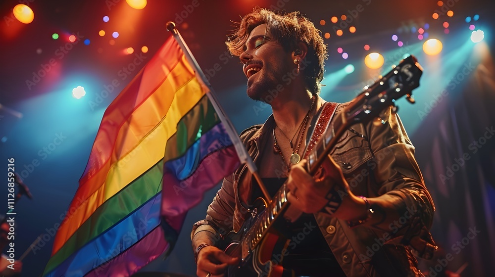United in Melody Guitarist Singing with Friends at Pride Festival United in Melody Guitarist Singing with Friends at Pride Festival