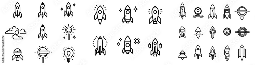 A modern monochrome illustration of a rocket lime icon set, isolated on a white background. A modern monochrome illustration of a rocket lime icon set, isolated on a white background.