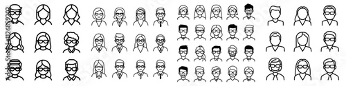 Icons depicting people: a sleek, contemporary icon set in black and white.