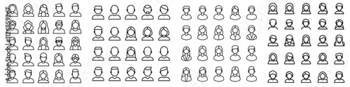 Users associated icons: sleek, contemporary icon set in black and white.