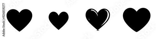 A simple, flat black and white heart icon designed for websites and applications.