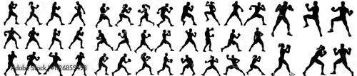 Set of black boxer silhouettes isolated on a white background.