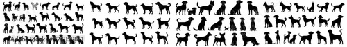 Modern illustration. Collection of dog sticker silhouettes for printing.