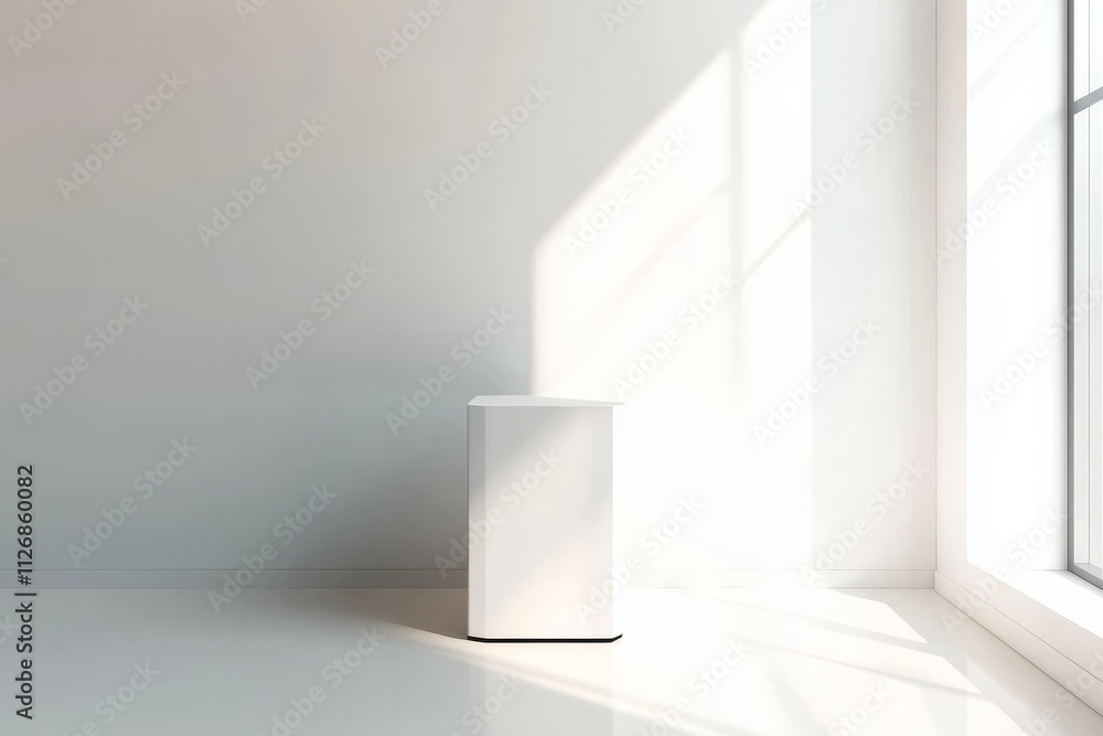 A clean, minimalistic 3D render of a product display pedestal, with smooth, elegant curves and a modern design, suitable for showcasing cosmetics products. A clean, minimalistic 3D render of a product display pedestal, with smooth, elegant curves and a modern design, suitable for showcasing cosmetics products.