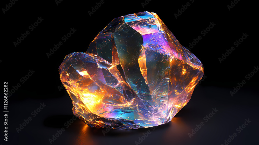 Abstract iridescent shape, dark background design, 3d render. Opalescent. Illustration Abstract iridescent shape, dark background design, 3d render. Opalescent. Illustration