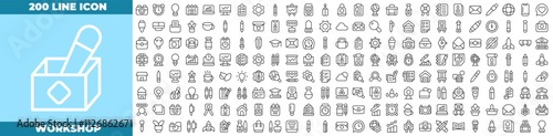 Workshop Line Editable Icons set.