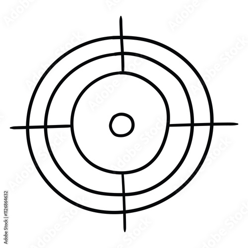 Hand drawn doodle target on a white background.