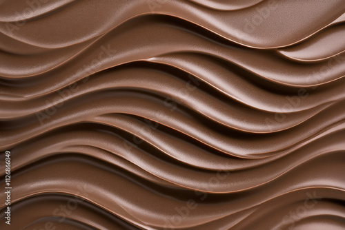 A velvety mocha mousse background with smooth chocolate waves blending into a light beige. photo