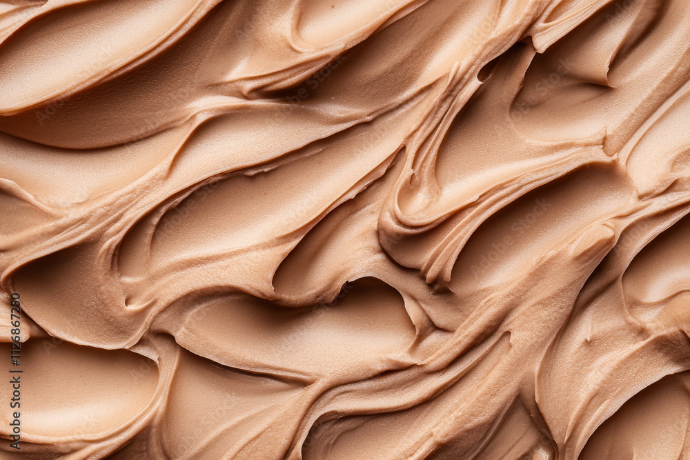 Obraz premium A creamy mocha mousse background with soft swirls of chocolate and coffee tones, creating a smooth texture.