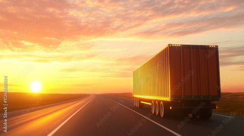 Obraz premium Sunset Highway Cargo Truck Global Logistics Transportation