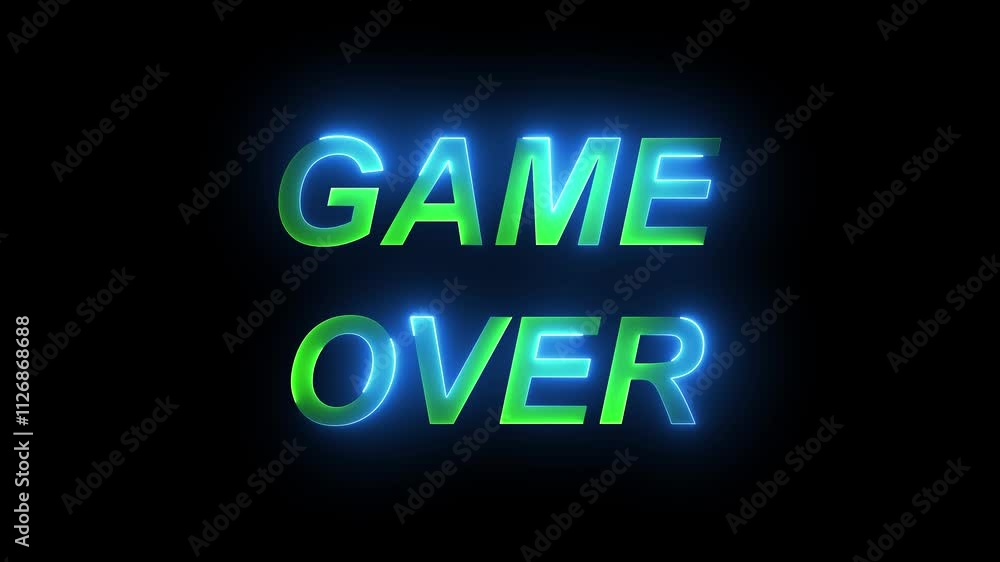 game over text animation with neon line. game over text animation with neon line.