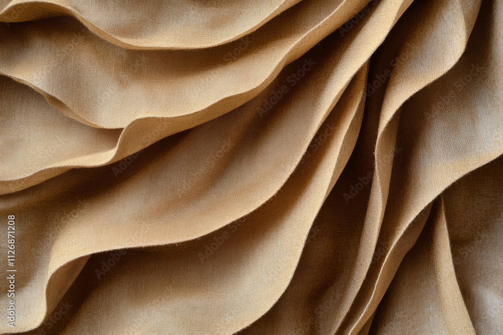Fototapeta premium A delicate mocha mousse background featuring smooth folds of light brown and caramel hues.