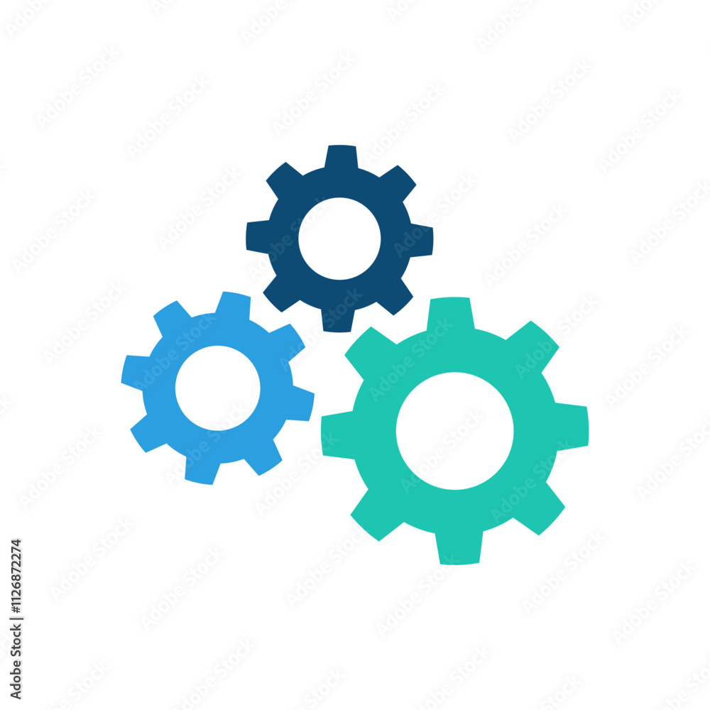 Gear icon with different color. Gear symbol, gear silhouette. Gear vector illustration Gear icon with different color. Gear symbol, gear silhouette. Gear vector illustration