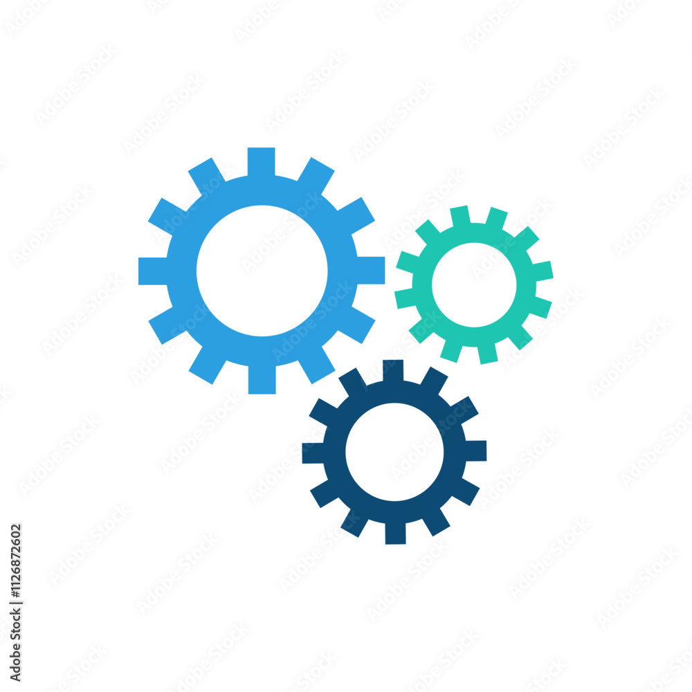 Gear icon with different color. Gear symbol, gear silhouette. Gear vector illustration Gear icon with different color. Gear symbol, gear silhouette. Gear vector illustration
