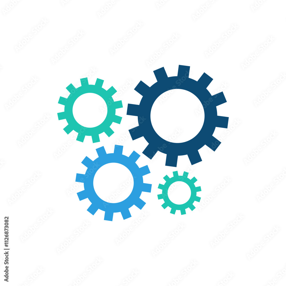 Gear icon with different color. Gear symbol, gear silhouette. Gear vector illustration Gear icon with different color. Gear symbol, gear silhouette. Gear vector illustration