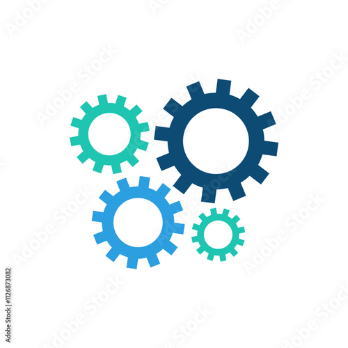 Gear icon with different color. Gear symbol, gear silhouette. Gear vector illustration