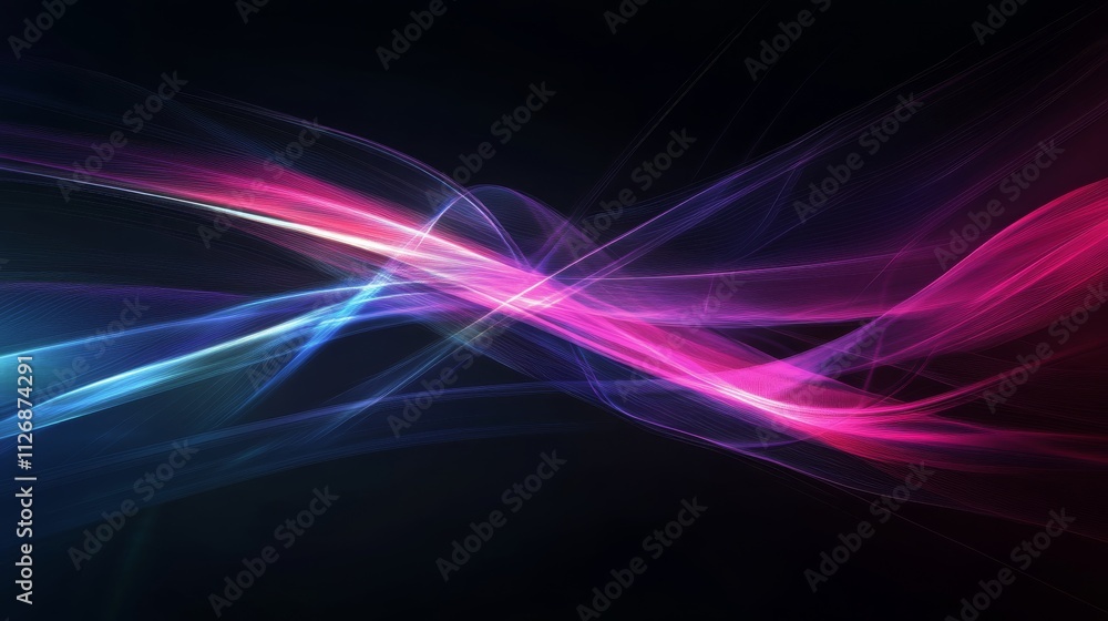 Obraz premium Vibrant light trails create dynamic patterns in a dark background