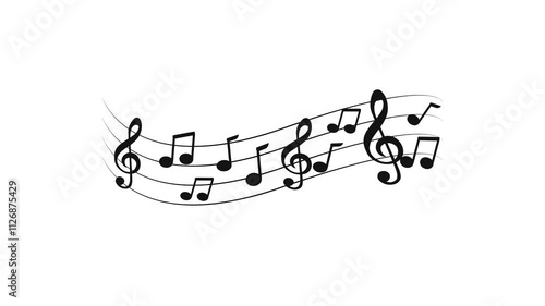 Music wave note Animation, Music Animation, Music wave video, musical wave Green screen, audio wave floating, curved path audio animation