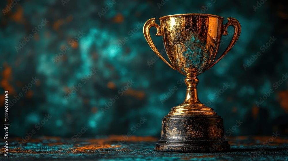 a gold trophy with a wooden base a gold trophy with a wooden base