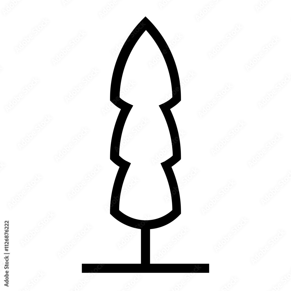 Fototapeta premium Tree Icon, Single Icon in Outline Line Style