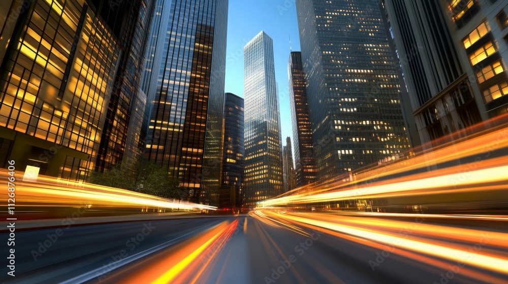 Night Cityscape Speed Skyscrapers Urban Lights Night Cityscape Speed Skyscrapers Urban Lights