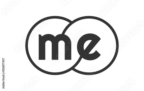 ME business company emblem with outline rounds and letters m e. Logo template of two merged circles for brand identity, logotype. Vector Infinity symbol