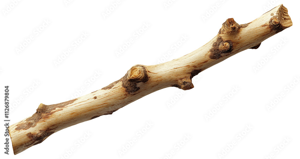 Polished wooden branch with knots and texture Polished wooden branch with knots and texture