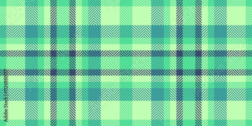 Creative check plaid pattern, irish vector seamless fabric. Uniform textile background tartan texture in light and green colors.