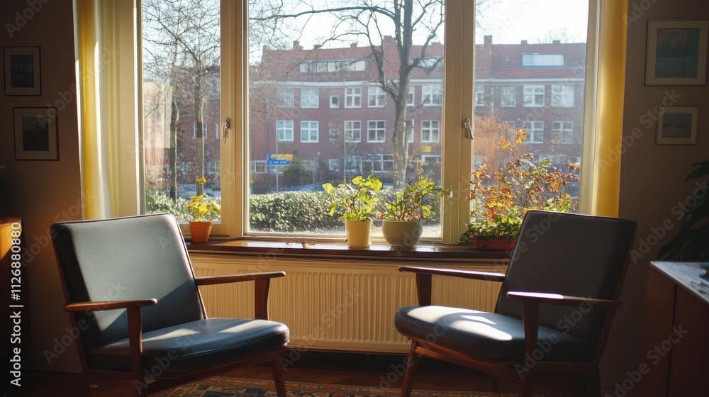 Cozy Window Nook with Autumn View Cozy Window Nook with Autumn View